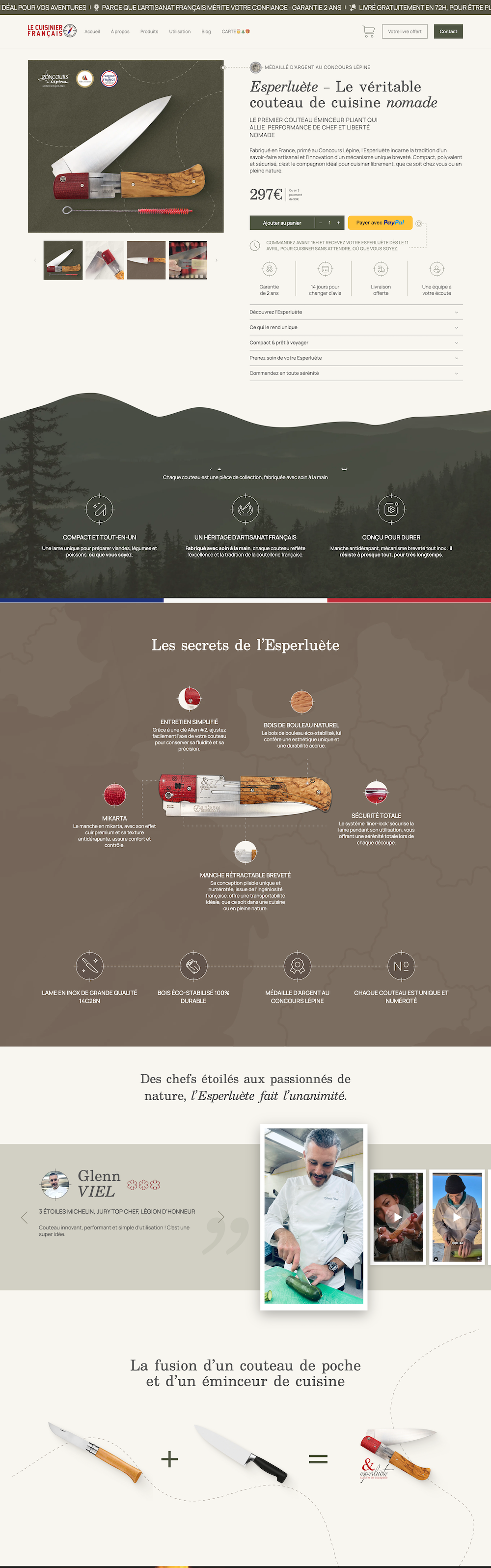 Boutique en ligne Shopify de Le Cuisinier Français